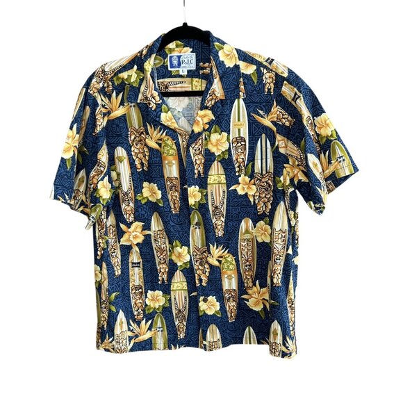 Styled by RJC Men's Vintage Hawaiian Surfboard Tiki Floral Shirt Size L - Picture 9 of 9